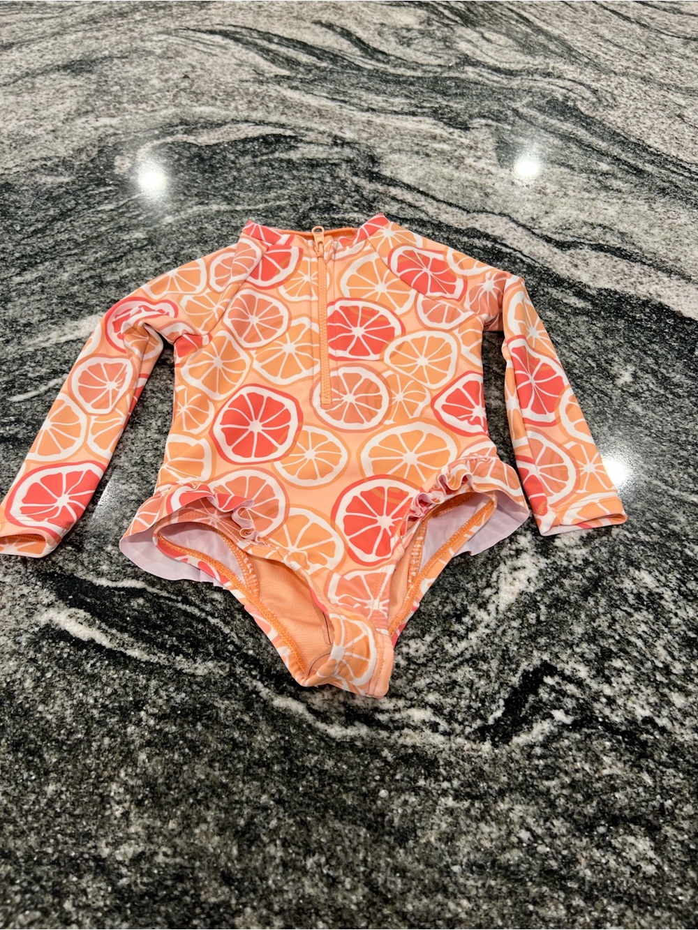 Banana Boat Kids Orange Citrus Print Long-Sleeve One-Piece